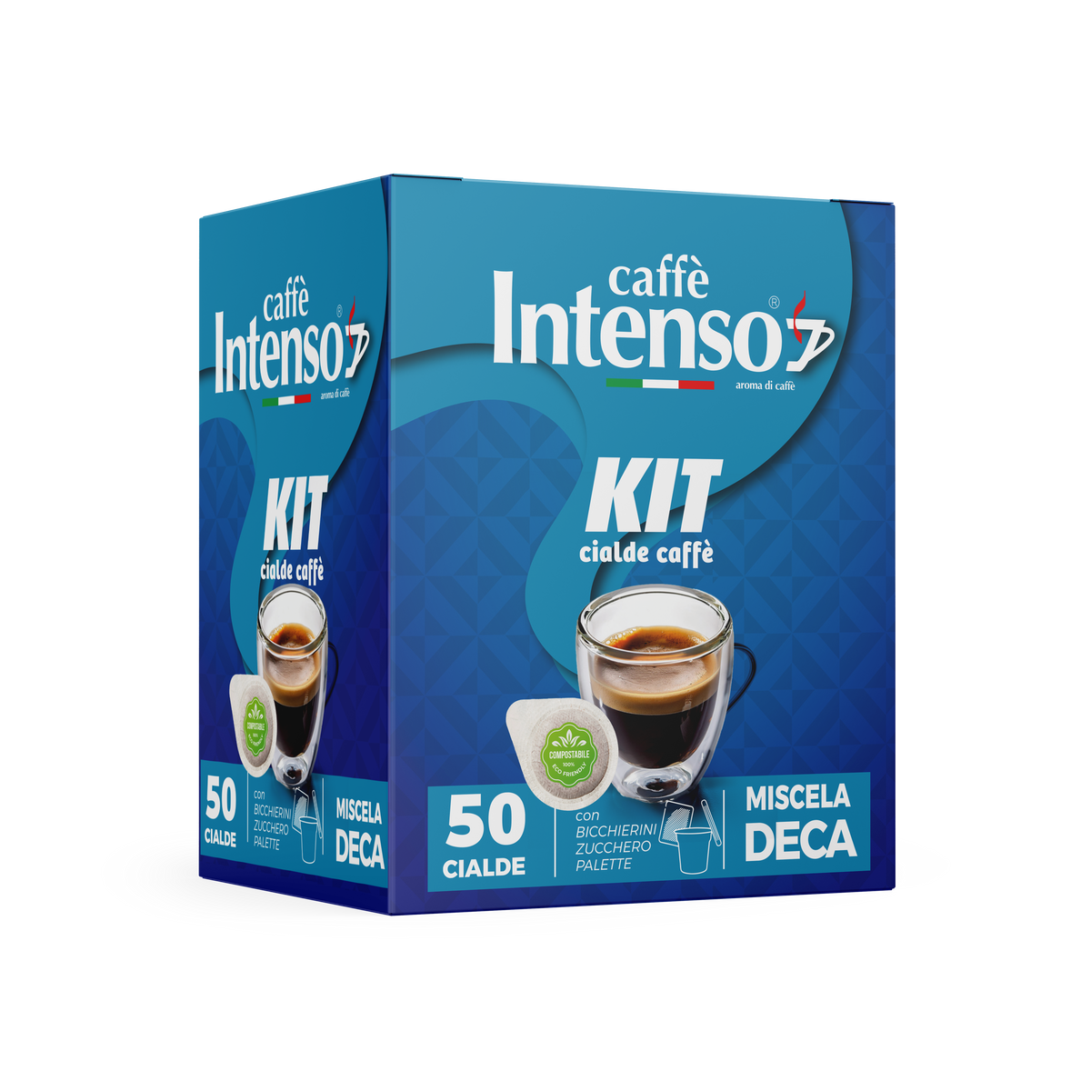 50 Intenso coffee pods with accessories - Decaffeinated blend