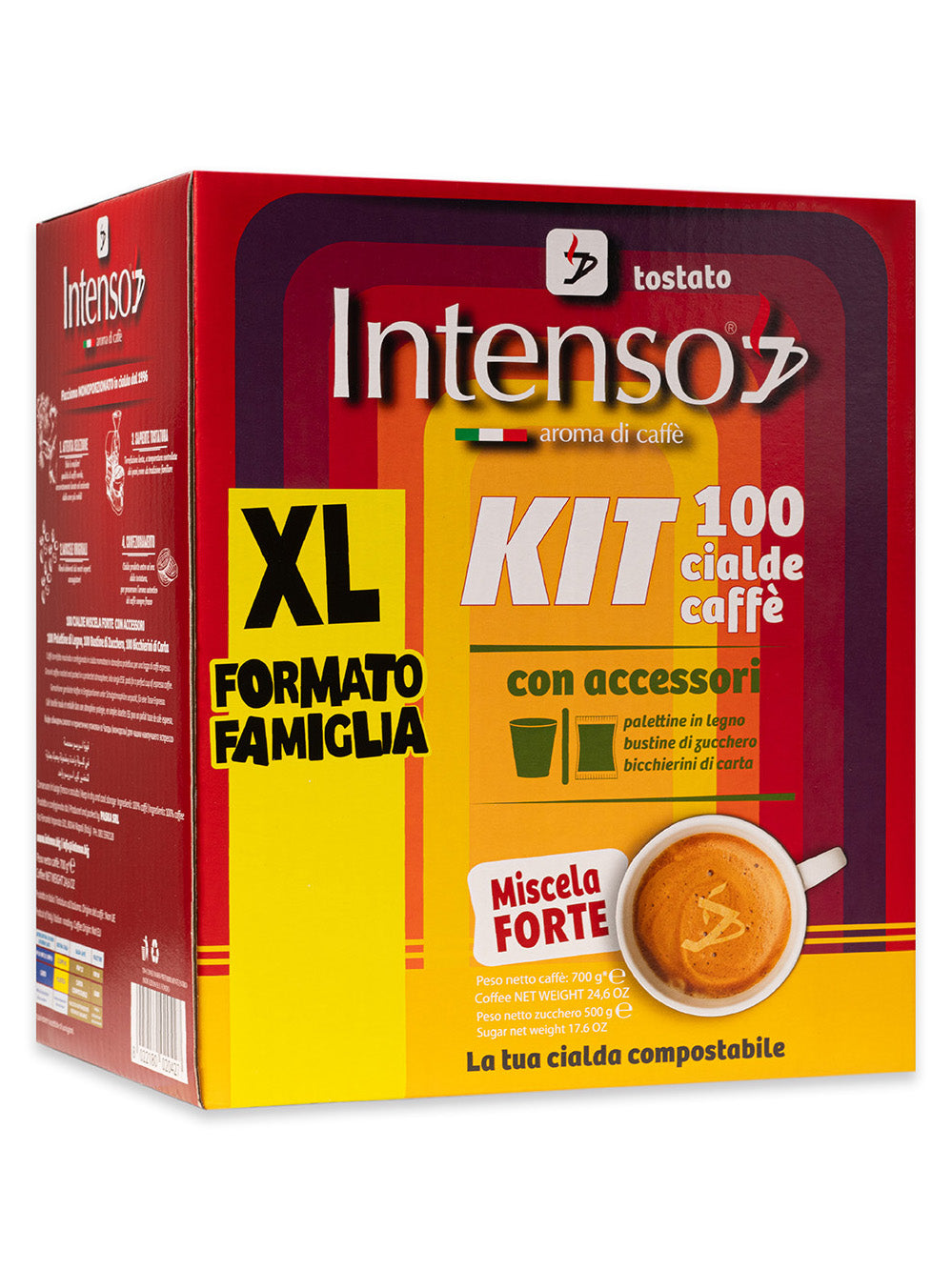 100 Cialde Caffè Intenso Miscela Forte con Accessori