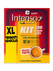 100 Cialde Caffè Intenso Miscela Forte con Accessori