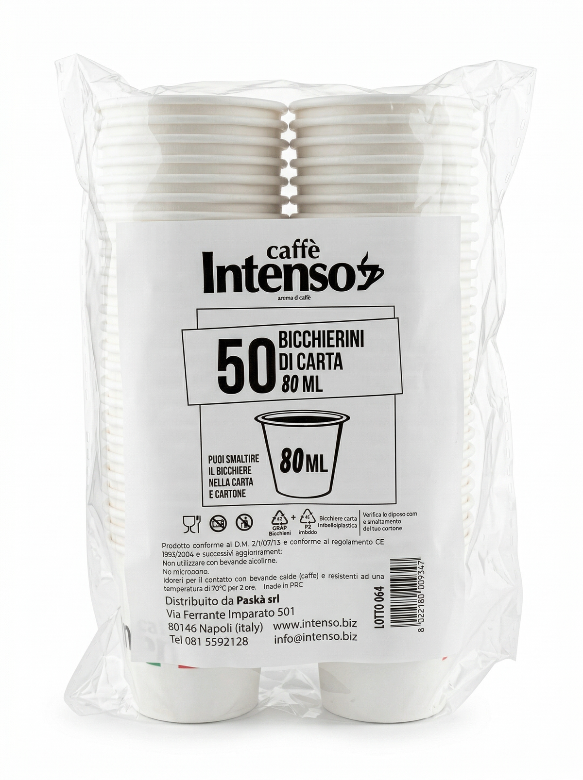 6 Blister da 50 bicchierini in carta 80 ml - 300 bicchierini